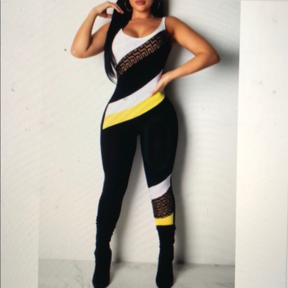 Patchwork skinny leg jumpsuit